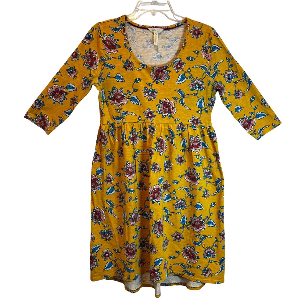 Yellow Floral Babydoll Dress Cotton Womens Medium Cottagecore Fairy Matilda Jane
